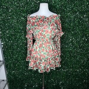 NWOT Topshop Petite Frill Ruffle Bardot Mini Dress in Rose – Sz 2